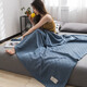 Nanjiren cotton towel quilt pure cotton summer cool quilt summer office single thin air conditioning quilt children baby nap blanket blue plain towel quilt 200X230cm