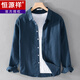 Hengyuanxiang spring and summer thin linen shirt men's casual long-sleeved shirt jacket loose retro cotton linen top 9207 military green XL