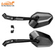 Lobo-Radieschen Motorrad ROM2 FALTING HINGERVIEWSPEIRSEL MODIFIED ALUMINUM-Legierung Anti-Falling-Rückwärtsspiegel großer Spiegel Schwarzes Falten Rückspiegel 683 Zubehörtasche