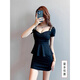 
Liu Chaobu nightclub dress sexy low-cut nightclub women's clothing covering belly and making it look slim skirt nightclub work clothes work clothes black Y S