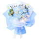 Spend time crushed ice blue roses dried bouquet immortal flowers artificial flowers for girlfriend to express love 214 Valentine's Day birthday gift 11 crushed ice blue roses + eucalyptus