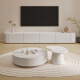 Cream style coffee table Internet celebrity cream style white paint large and small living room home modern simple round coffee table TV cabinet combination 2.4 meters integrated hanging TV cabinet complete