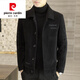 Pierre Cardin high-end brand men's woolen jacket men's short autumn and winter cotton and thick woolen jacket men's Korean casual tops slim winter knitted 8222 black cotton cotton thickened 3XL 150-165Jin Jin equals 0.5 kg