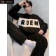 
Modal men's pajamas coral velvet autumn and winter plus velvet thickened men's men's winter warm flannel home clothing set #XX-3882 thick model standard XL[126-150]