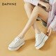 达芙妮（DAPHNE）帆布鞋女休闲饼干鞋黑白格子厚底增高鞋子新款学生百搭春款 1048款米色 38 (240mm) 标准码
