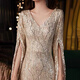 Noliti Bankettkleid Damen 2025 Neues Stil Temperament Langarm jährliche Meeting Gastgeber Langes Fisch Rückgang Luxus Nische High-End-Champagnerfarbe Long XL