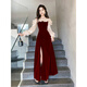 Specht Bankett Abendkleid One-Shoulder Sling Herbst und Winter Gastgeber Gold Samt sexy schwarzes Erwachsener Kleid schwarz m