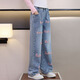 Youyou 1 point girls internet celebrity spring and autumn style fried street suit children's new spring clothes big children's sweatshirt jeans fashionable 4882 white 13042 blue [spring and autumn style] 160cm (recommended 75-90 Jin [Jin equals 0.5 kg])