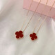 18K gold four-leaf clover necklace au750 color gold rose gold gold clavicle chain Chinese Valentine's Day gift 18K rose gold (15mm chain) red agate