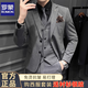 ROMON Groom's Suit Men's Business Professional Formal Wedding Dress Casual British Style Slim Suit Men's Medium Gray 2-piece Suit + Pants + Shirt + XL 123-134Jin Jin equals 0.5 kg Wear