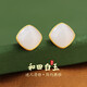 Crystal Hetian Jade Earrings, Practical Square Silver Earrings, High-end Earrings, Mid-Autumn Festival Gifts for Mom and Elders