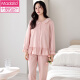 Pajama modal con almohadilla en el pecho para mujeres en primavera, otoño e invierno Cardigan de manga larga de algodón puro Set 2025 Nueva ropa para el hogar de gran tamaño dulce LSF-689 Polvo suave 2xl 175 Peso recomendado 140-160Jin [Jin equivale a 0.5 kg]