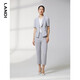 LANDI shopping mall's new summer style light gray short-sleeved small suit jacket for women, thin suit top, light gray S