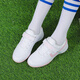 Diffany no lace-up women's football shoes for girls primary and secondary school students breaking nails TF Velcro rubber wear-resistant training shoes beginners 9275 Velcro white crushing nails 35