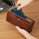 Williampolo Herren Brieftasche Langes Leder-Brieftasche Cowide Reißverschluss Bankkarte Chinesische Vatertagsgeschenk für Papa Retro Yellow-Brown (Theke Geschenkbox)