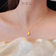 Tris sand gold brushed water drop necklace women's new Chinese style retro pendant clavicle chain trend flat replacement gold set chain brushed brushed water drop necklace