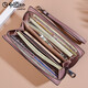 Goldlion wallet women's long zipper clutch 2025 new fashion large capacity multi-function women's wristband handbag pink taro color [official authorization - one fake one and ten fines]