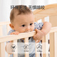 ULOP crib solid wood splicing large bed multi-functional mobile small apartment newborn bb bed double-layer baby rocking bed large bed + brown mattress + five-piece set, free mosquito net + nursing table