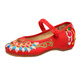 Pájaros carpinteros viejos zapatos de tela de tacón beijing zapatos de bordado étnico más alto tendón de carne de res zapatillas de baile hanfu zapatos de solteros casuales de mujeres en rojo kasyapa 34 tacones 3 cm