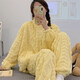 加绒睡衣女秋冬保暖加厚珊瑚绒家居服开衫拉链简约纯色法兰绒套装 HS983米白提花拉链 M