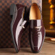 Amber leather shoes men's fashion genuine cowhide shiny business casual pointed toe men's formal shoes solid color simple cowhide men's shoes versatile trendy dad shoes footwear new wedding shoes black 39