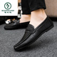 Holzspecker Fahrschuhe Ein Fuß Antrieb Loafer Lederschuhe wasserdicht britische Mütze Schuhe Herren trendige Schuhe Casual Schuhe Low Top D838 Black 39