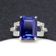 High quality tanzanite sapphire rectangular tanzanite ring for women, white gold (main stone 10X14mm) live