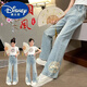 
Disney girls autumn pants new style fashionable Chinese style 2024 embroidered jeans medium-large children new Chinese style girl bell-bottom pants light blue [679 Chinese style embroidered bell-bottom pants] 160cm