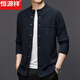 恒源祥100%纯羊毛绒衫男秋冬季毛衣外套中老年爸爸装宽松厚款保暖针织衫 灰色 M