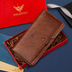 Williampolo Herren Brieftasche Langes Leder-Brieftasche Cowide Reißverschluss Bankkarte Chinesische Vatertagsgeschenk für Papa Retro Yellow-Brown (Theke Geschenkbox)