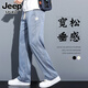 JEEP SPIRIT jeans men's autumn new Tencel Korean version loose straight trendy wide-leg pants men's casual trousers 1048 blue L