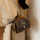 Feng Shang strukturierte Crossbody-Tasche kleine runde Tasche Frauen Neue Mode gedruckte Frauen Tasche mehrschichtige Handtasche einzelne Schulter-Diagonale Frauen [Kaffee mit Braun]