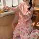 贝逸芙睡袍春秋款女纯棉纱布蜜桃夏季浴袍日式和服浴衣女款睡裙夏款睡衣 QKM671#紫色小花 XL