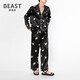 Brutalist Brutalist Star Same Style Couple Pajamas 22 Mommy Little Dog Silk Pajamas Home Clothes Birthday Gift Men's Long Sleeve Pants Suit XL