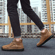 Région occidentale Camel (Vancamel) Cowhide 48 Chaussures pour hommes de grande taille Coux faits à la main chaussures haut de gamme Martin Boots en cuir authentique pour hommes plus velours