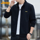 JEEP Jeep sweatshirt men's autumn and winter casual cardigan jacket men's loose stand-up collar clothing men's black 2XL