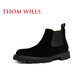 THOM WILLS切尔西男靴反绒真皮低帮皮靴男英伦马丁靴夏季男靴 黑色E671 40 /7码