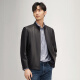 Siete marcas [piel de oveja] chaqueta de cuero genuina para hombres 2025 Spring and Summer New Business Investment Black Standing Collar a prueba de viento L (175)