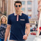 Mr. Stoffknopf Retro Polo-Shirt Sommer Neue Männer Revers kurzärmelig College-Stil AT12083 Navy Blue XL (180)