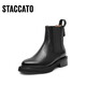 [90% nuevo] Sigatu Winter Chelsea Botas Botas cortas Botas de moda de tacón grueso Mujeres D9930DD3 Obsidian Black (Single) 37