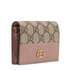 Gucci (GUCCI) classic women's beige/ebony presbyopia canvas gray pink leather card bag 65861017WAG5788 beige/ebony