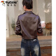 Veste en cuir de pic pour femmes courte 2025 printemps et automne Nouveau costume de moto décontracté petit pute en cuir col en brune couleur m 80-105jin [Jin est égal à 0,5 kg]