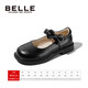 Belle children's shoes 25 years spring and autumn children's leather shoes back to school student shoes girls black leather shoes single shoes black size 31
