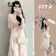 
Odihui French dress women's 2025 summer new first love gentle style floral suspender skirt women's clothes set pink cardigan + suspender skirt M