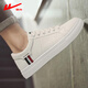 Pull back white shoes for men in autumn and winter, leather casual sports sneakers, versatile flat bottoms, comfortable, trendy and lightweight shoes for men, white and black 42