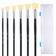 Monet Monet 15618 BRISTLE FAN PEN COUPAGE GOUCHE ACRYIQUE BRSPE BROSSE MUR PEINTURE PEINTURE BRSULLAGE Long Brosse de conception de poteau en bois 0 # 2 # 4 # 6 # (4 bâtons