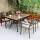 Aoting outdoor furniture cast aluminum table and chair five-piece set combination outdoor balcony European-style courtyard garden terrace sun room leisure outdoor table coffee iron table and chair seven-piece set bronze 150CM one table and four chairs A combination with seat cushion