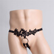 Men's sexy ring underwear, lace temptation sexy thong, sexy double thong T-pants, black, one size fits all, 150Jin, Jin is equal to 0.5kg, within