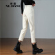 
Xujiang jeans for women in spring and autumn new high-waist loose slimming elastic cigarette pants commuting versatile plus velvet casual pants for women apricot plus velvet 13588 size 30 (2 feet 3)