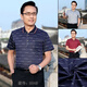 Yimuqi summer men's short-sleeved T-shirt for middle-aged and elderly men's short-sleeved top for 40-50 years old middle-aged men's half-sleeved top for daddy clothes Nanjia lapel d-sleeved 1504 red L size (50 size) recommended 90-120 Jin [Jin equals 0.5 kg]